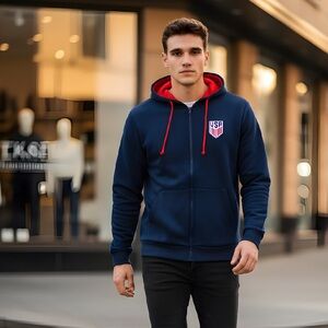 NWT Unisex Blue Full Zip Lightweight Jacket - USA Soccer Olympics - Size Large